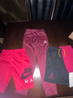 Jordan Pants and Shorts Boys 3pc  Combo Red and Black New Size Medium